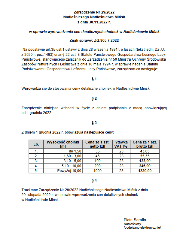 Cennik&#x20;detaliczny&#x20;na&#x20;choinki&#x20;2022